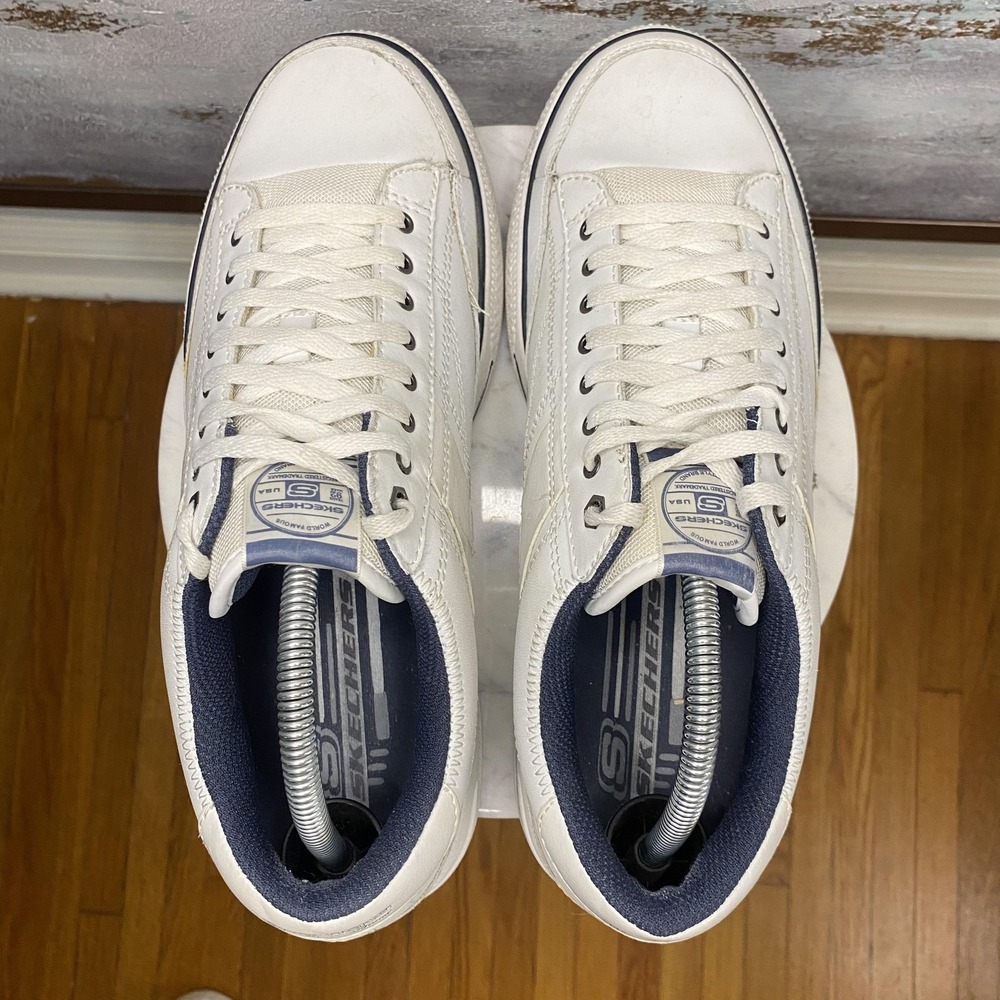 Skechers Shoes Mens Size 9.5 White Leather Lace Up Casual Sneakers SN 51137 - Picture 7 of 11